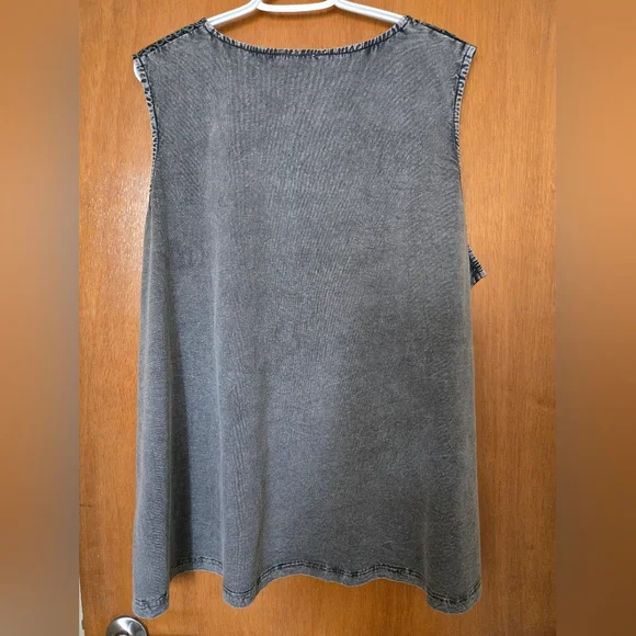 NWT Parsley&Sage 3X Grey blue & yellow Cotton, Rayon embroidered tank top - Picture 4 of 6